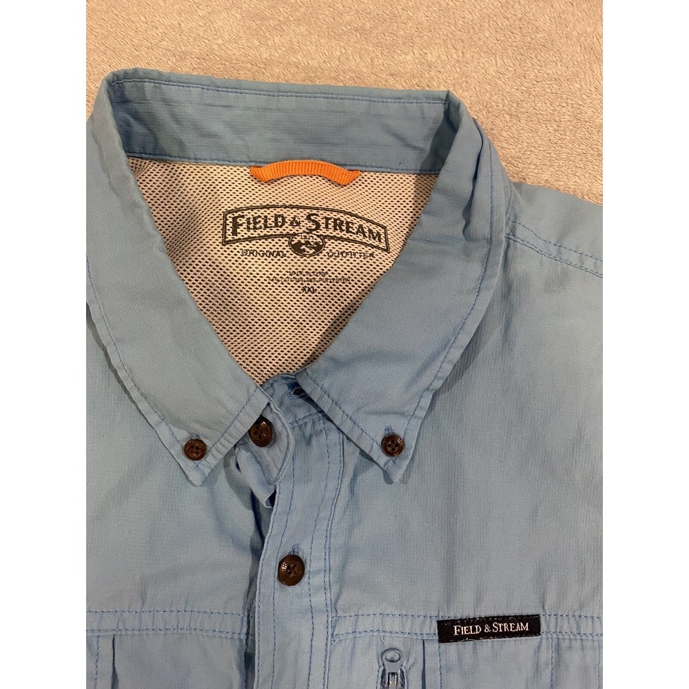Field & Stream Men's Blue Short Sleeve Camp Fishing Shirt - Size 2x